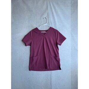 Mandala Equa-Tek V-Neck Scrub Top Berry Pink SS Pockets RN144932 Mens M